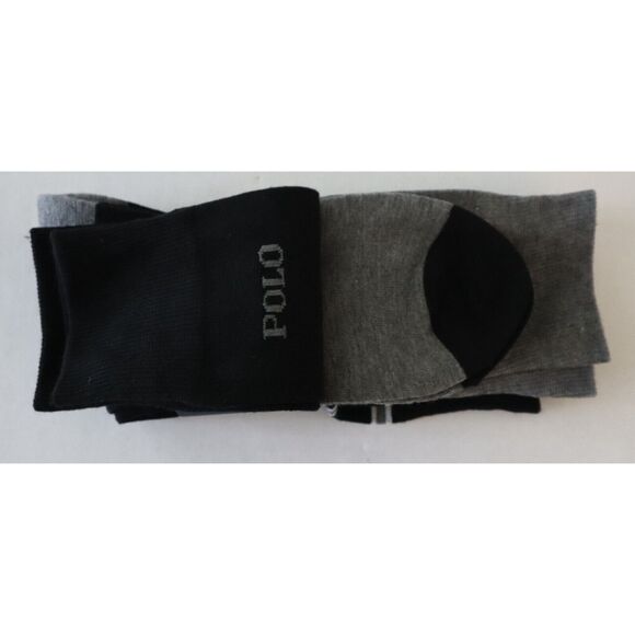 Polo Ralph Lauren Men's Sz 10-13 Black/Gray/Striped 3-Pair Casual/Dress Socks - Picture 3 of 8